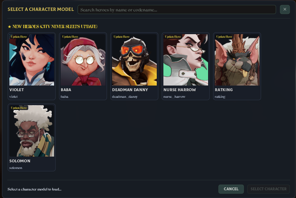 Hero Catalog & WIP Update Roster